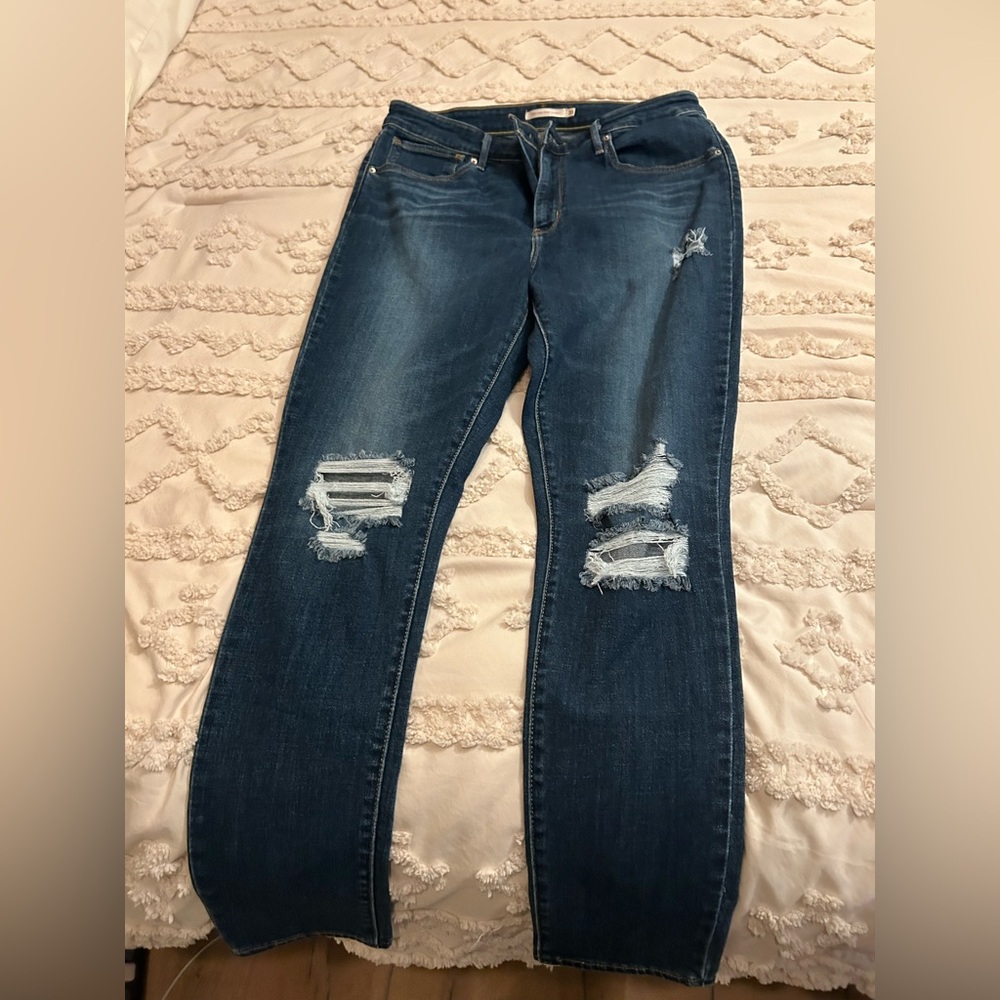 Levi's Dark Blue Distressed Skinny Jeans